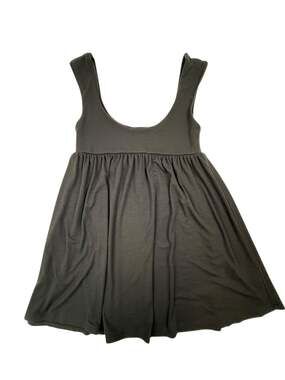 Free People FP Beach Willow Ribbed Babydoll Mini Dress Charcoal Grey XS